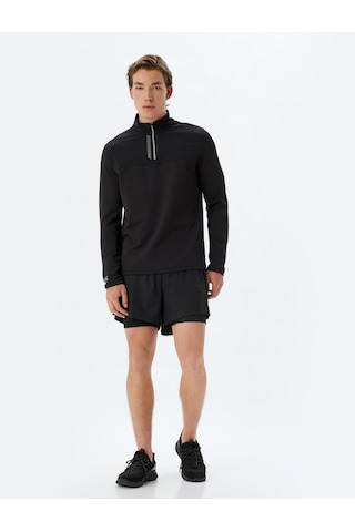 Koton Spor Şort Taytlı Beli Lastikli Cep Detaylı Siyah 5wam40019nw Siyah