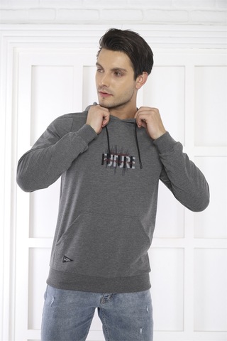 Escetic Spor Erkek G3 Melanj Cepli, Kapüşonlu Sweatshirt-4168