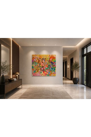 Renk Patlaması Soyut Kanvas Tablo Modern Abstract Art Duvar Dekoru Renkli Premium Salon & Ofis Tablosu
