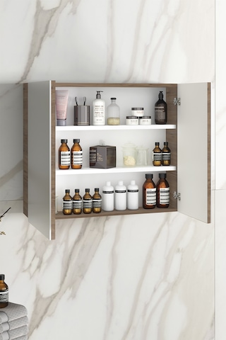 Çiğdem 65 Cm Atlantik Çam Mdf Aynalı Asma Banyo Üst Dolabı Atlantik Çam