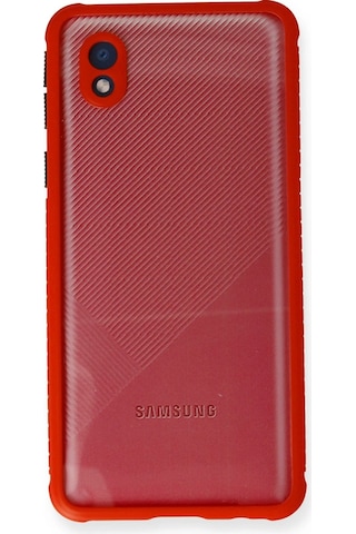 Newface - 915 - Samsung Galaxy Uyumlu A01 Core Kılıf Miami Şeffaf Silikon - Csmo-tex - - Kırmızı
