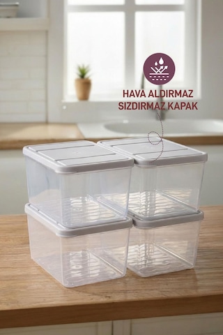 Selka Home 4 Adet Derin 1 Lt. Nora Organizer  Buzdolabı Buzluk Düzenleyici Saklama Kabı
