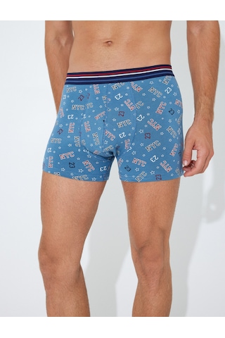 Koton 3'lü Boxer Seti Slogan Baskılı Çok Renkli Pamuklu Lacivert 5wlm90062mk Lacivert