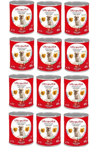 Ultravita Premium Yüksek Proteinli Kuzu Etli Konserve Köpek Maması 12 x 415 G