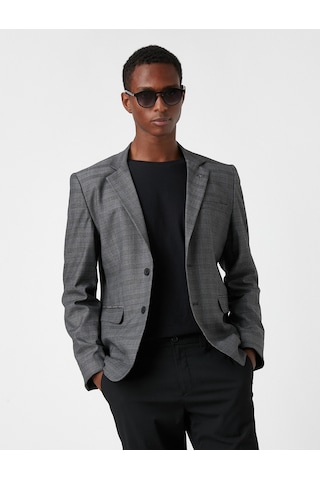 Koton Ekoseli Blazer Ceket Gri Ekose 3wam50021hw 3WAM50021HW0C3 Gri