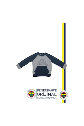 Fenerium Fenerbahçe Fb Logo Sarı-lacivert Bebek Sweat Eşofman Alt Set Ahşap Kutulu Gri