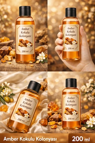 Amber Kokulu Kolonya 200 Ml Kalıcı Ve Etkileyici Koku, Ferahlatıcı Günlük Kullanım