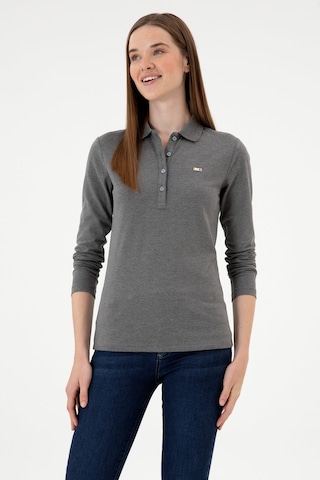 U.S. Polo Assn. Kadın Antrasit Melanj Basic Polo Yaka Sweatshırt 50313593-VR081