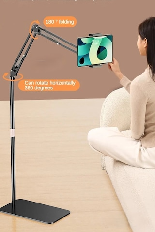Apple iPad Uyumlu  Ve Tablet Telefon Tutucu Yükseklik Ayarlı Ayaklı Stand Siyah Tutucu1222