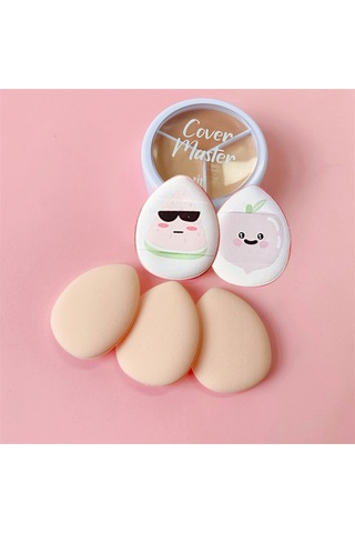 Melien Mini Cool + Elma Desenli Puf Parmak Yüz Makyaj Süngeri 2'li