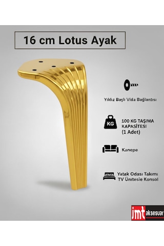 Lotus Koltuk Yatak Odası Tv Ünitesi Konsol Ve Sehpa Ofis Mobilyası Ayağı 16 Cm Altın Altın