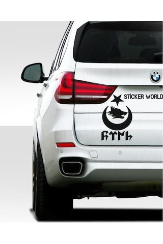 Göktürk Bozkurt Sticker 20x12 Cm Siyah