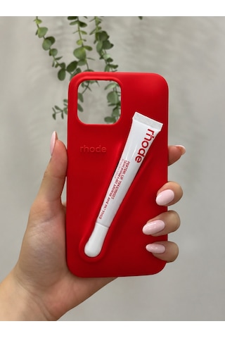 Apple iPhone 13 Pro Max Uyumlu Lip Case Ruj Bölmeli Rujlu Kılıf Kırmızı Apple iPhone 13 Pro Max Uyumlu Lip Case Ruj Bölmeli Rujlu Kılıf Kırmızı