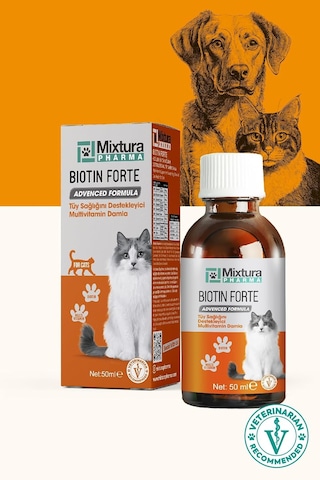 Tr Pharma Biotin Forte Tüy Sağlığını Tamamlayıcı Multivitamin Damla Kedi Ve Köpek Tüy Dökülmesini Önley
