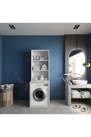 Aspen Çamaşır Ve Kurutma Makinesi Dolabı Banyo Dolabı Beyaz Beyaz