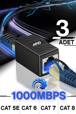 Mn6 M13x Kablo Birleştirici/3adet-cat5-cat6-cat7-cat8-uyumlu/lan Kablosu Birleştirici Ara Aparatı