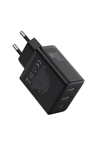 Baseus Cube CC-XFK30UE-U 2U+C 30 W Hızlı Şarj Cihazı Siyah