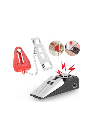 Ximistore9 Seyahat İçin 120db Alarmlı Kapı Durdurucu, 3 Hassasiyet Seviyesi, Abs+paslanmaz Çelik, Ce&rosh Onaylı Ev Güvenlik Seti