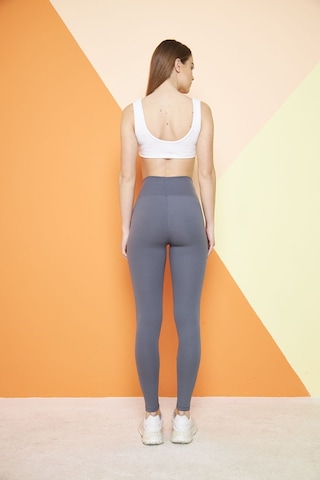 Thıff Gymwear Haki Yüksek Bel Fitilli Toparlayıcı Interlok Örme Spor Dar Paça Kadın Tayt Antrasit