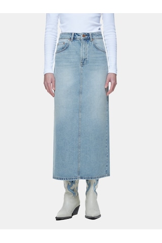 LTB Danıca Skırt Uzun Boy Jean Mid Indigo Etek Mavi
