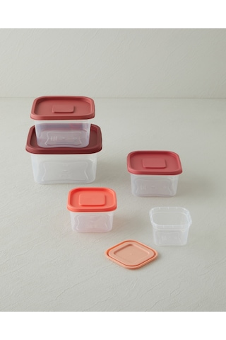 English Home Keep Me Plastik 5'li Saklama Kabı 160-300-500-885-1500 Ml Turuncu