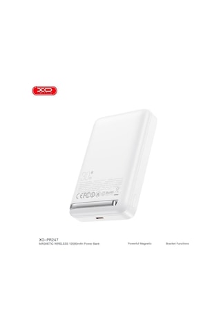 Xo Pr247 10000mah Qi2 Sertifikalı Magsafe Powerbank 30w Pd Usb-c Çıkışlı Standlı Kablosuz Şarj Beyaz