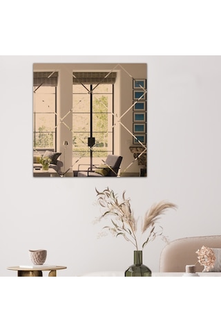 Ayna | Bronz Ayna | Baklava Kanallı Kare Ayna | 60Cm X 60Cm Bronz