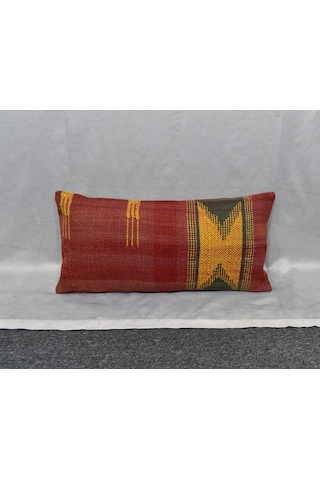 Zehra Abla Halı Yeni El Dokuma Dekoratif Lumbar Kilim Kırlent Yastık Kılıfı 6878 Çok Renkli