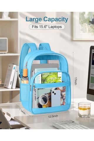 Vkemall Geniş Kapasiteli Transparan Sırt Çantası - Oxford Kumaş Ve Pvc Malzeme, Kolay Temizlenir, Okul/konser/seyahat İçin Uygun