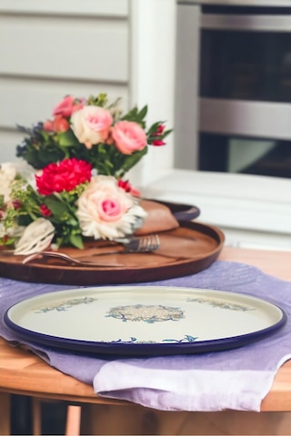 36 No Sunum Servis Tabağı Tepsisi Supla Pasta Tabağı Servis Tabağı Çeyiz Hediye 36cm Çok Renkli