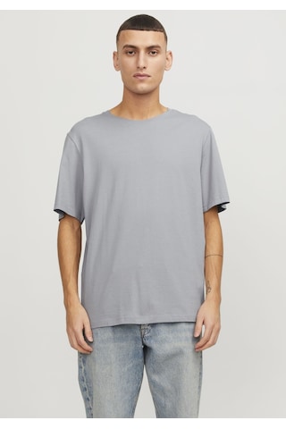 Jack & Jones Bisiklet Yaka Basic Tisört-Organic 12156101 Ultimate Grey Açık Gri