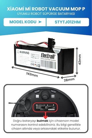 Xiaomi Mi Robot Vacuum Mop P Uyumlu Batarya 3200mah Stytj02ym