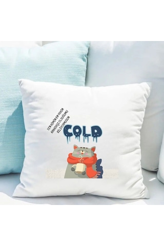 Saten Yastık Kılıfı 50x50 Cm Sen Kimin Hırkını Arkadaşı Olduğumu Bilmiyor Musun Cold Baskılı Dekoratif Kırlent Kılıfı İçi Boş Beyaz