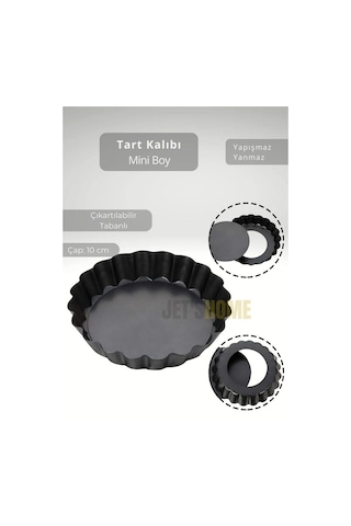 Mini Boy Tart Kalıbı Çıkartılabilir Tabanlı Turta Kalıbı Karbon Çelik Kek Kalıbı 10 Cm Siyah