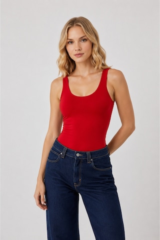 Cloudymood Kadın Slim Halter Yaka Kolsuz Çıtçıtlı Kırmızı Atlet Kırmızı - 883478055 Kırmızı