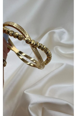 Bb Çelik Tek Sıra Dorkika Kelepçe Bilezik Altın