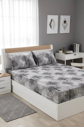 Üntaş Life Çift Kişilik Lastikli Çarşaf+2 Adet Yastık Kılıfı Gri Ağaç Ec160griağaç