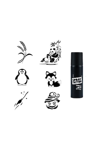 Anne Yavru Panda Spray Tattoo Geçici Dövme Seti Dark Siyah Sprey