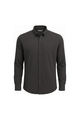Classics Men Gewer Uzun Kol Slim Fit İçi Polarlı Erkek Gömlek - 7440 Gri