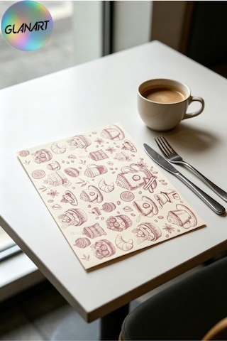 30 Adet 28x41 Cm Ebatlarında Masa Üstü Kraft Amerikan Servis Kağıdı Pasta Desen