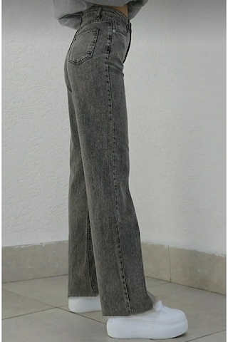 Lavajeans Kadın Likralı Yüksek Bel Bol Paça Kot Pantolon- Wide Leg Koyufüme0124 Koyu Füme