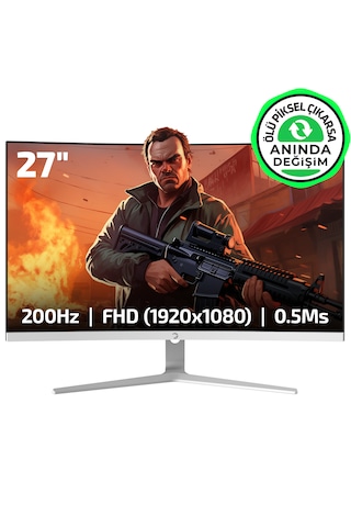 Gamepower Vivid T50 27'' 0.5 MS 200 Hz Curved RGB Beyaz Full HD VA Gaming Monitör