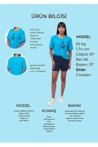 Bella Dossi Pamuklu Kısa Kollu Baskılı Kadın Şortlu Pijama Takımı Mavi S