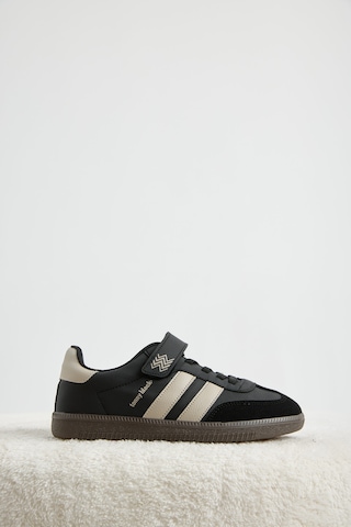 Tonny Black Termo Taban Yanı Şeritli Cırtlı Bağcıklı Sneaker Çocuk Unisex Siyah Bej Sneaker Tbzer040