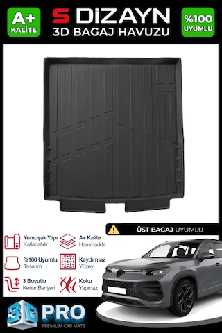 S-dizayn Vw Tayron 3d Pro Bagaj Havuzu Üst Bagaj 2024 Üzeri A+ Kalite