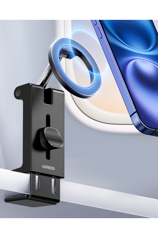 Ugreen Magsafe Uçak Telefon Tutucu, Magsafe Uyumlu, 360 Dönebilen, Eller Serbest Seyahat Telefon Standı, 45377 Siyah