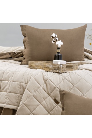 Schafer Home Soft Yatak Örtüsü Nevresim Seti 5 Parça-bej Bej