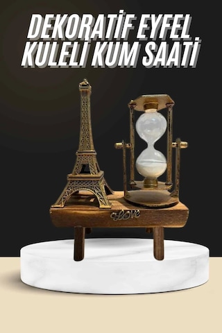 Retro Eyfel Kulesi Ve Kum Saati Dekoratif Ahşap Görünümlü Masa Biblosu 74955450