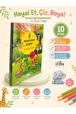 Hayalimdeki Çizgiler 10 Lu 32 Sayfa Boyama Kitabı