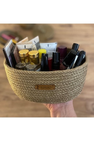 Hasır Sepet, Oval Jüt Sepet, %100 Doğal Hasır Sepet, Çok Amaçlı Dekoratif Hasır Sepet, Organizer 001